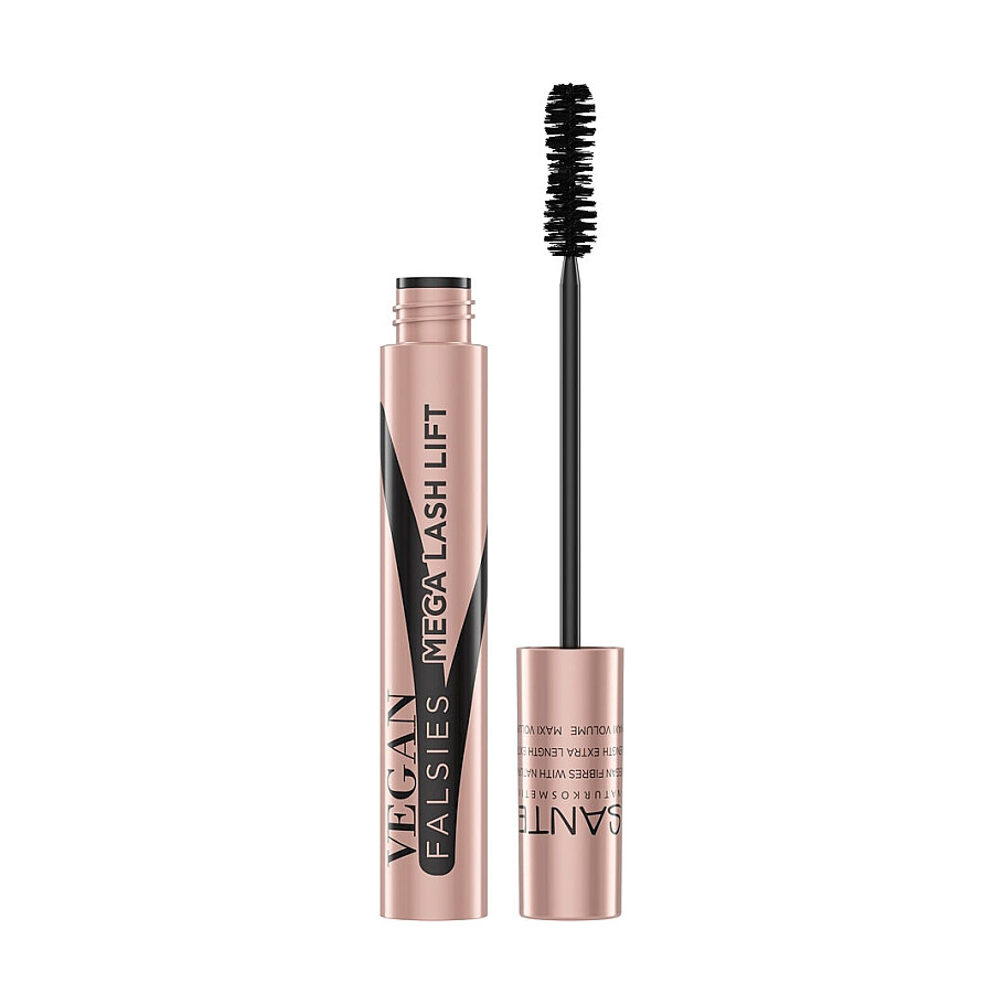Біотуш для вій Sante Vegan Falsies Mega Lash Lift Mascara з ефектом накладних вій, чорна, 9 мл